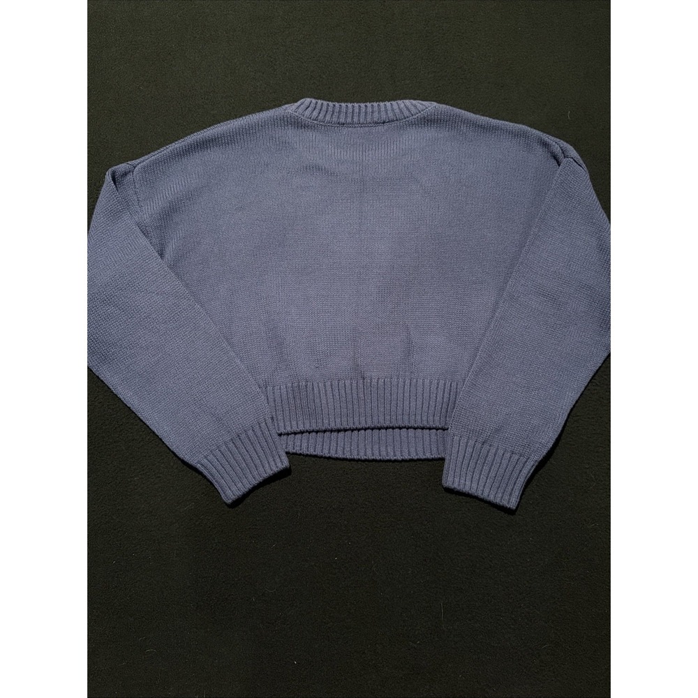 Grayson Threads Navy Blue American Flag Bear Crop Sweater Women's Size Large - Picture 6 of 6
